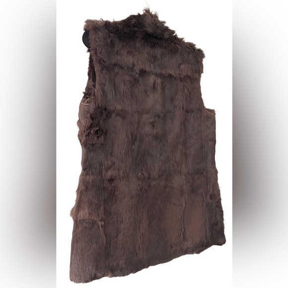 Hilary Radley Brown 100% Rabbit Fur Zip Vest - Size 4 - Picture 11 of 16